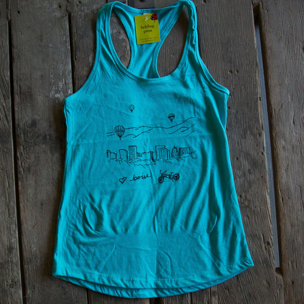Boise Balloon tank top, screen printed with eco-friendly waterbased inks, adult sizes, women
