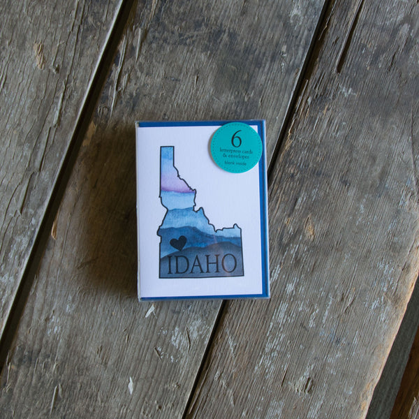 Idaho Heart Card, watercolor letterpress printed eco friendly