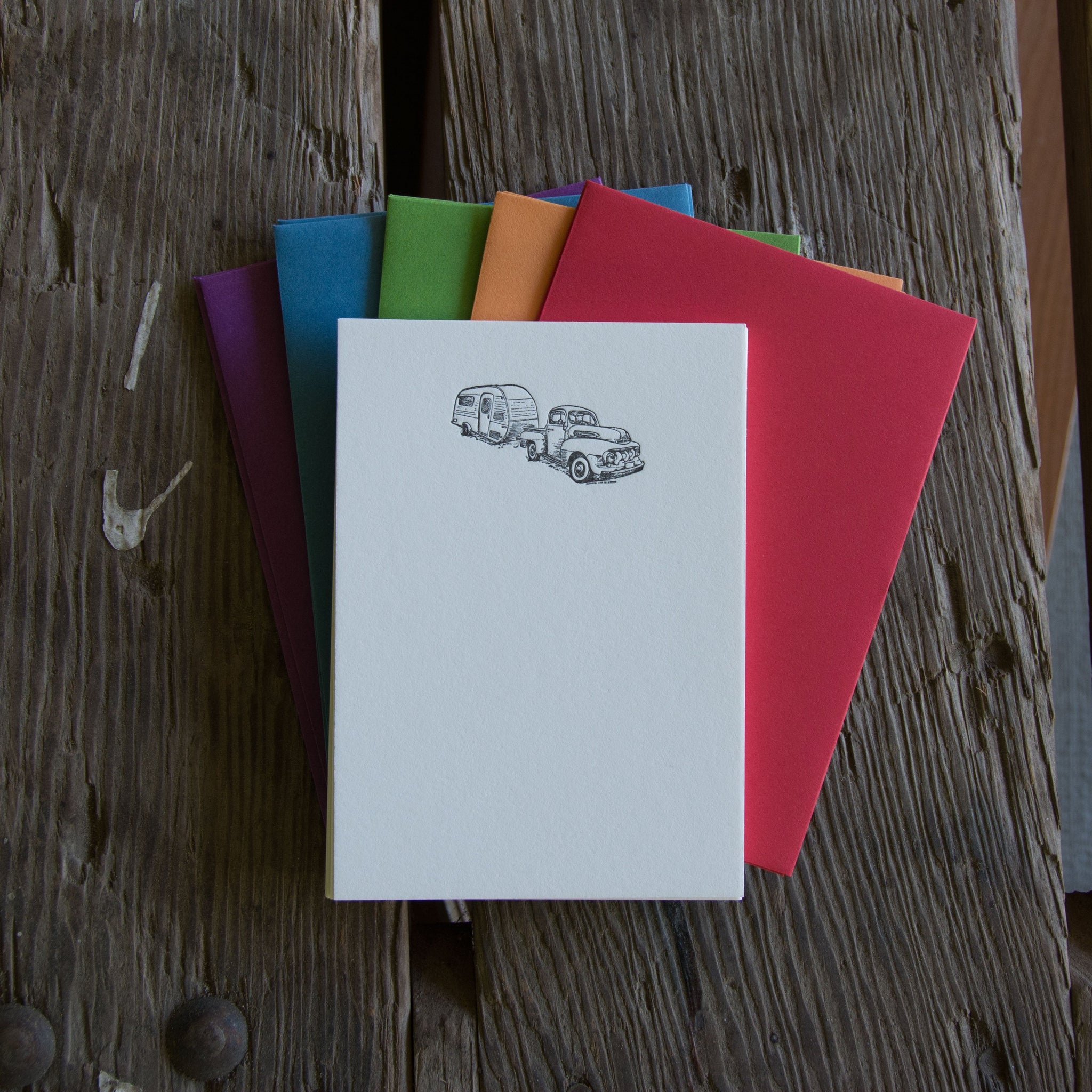 Vintage Truck Stationery Set, 10 pack, letterpress printed eco friendly