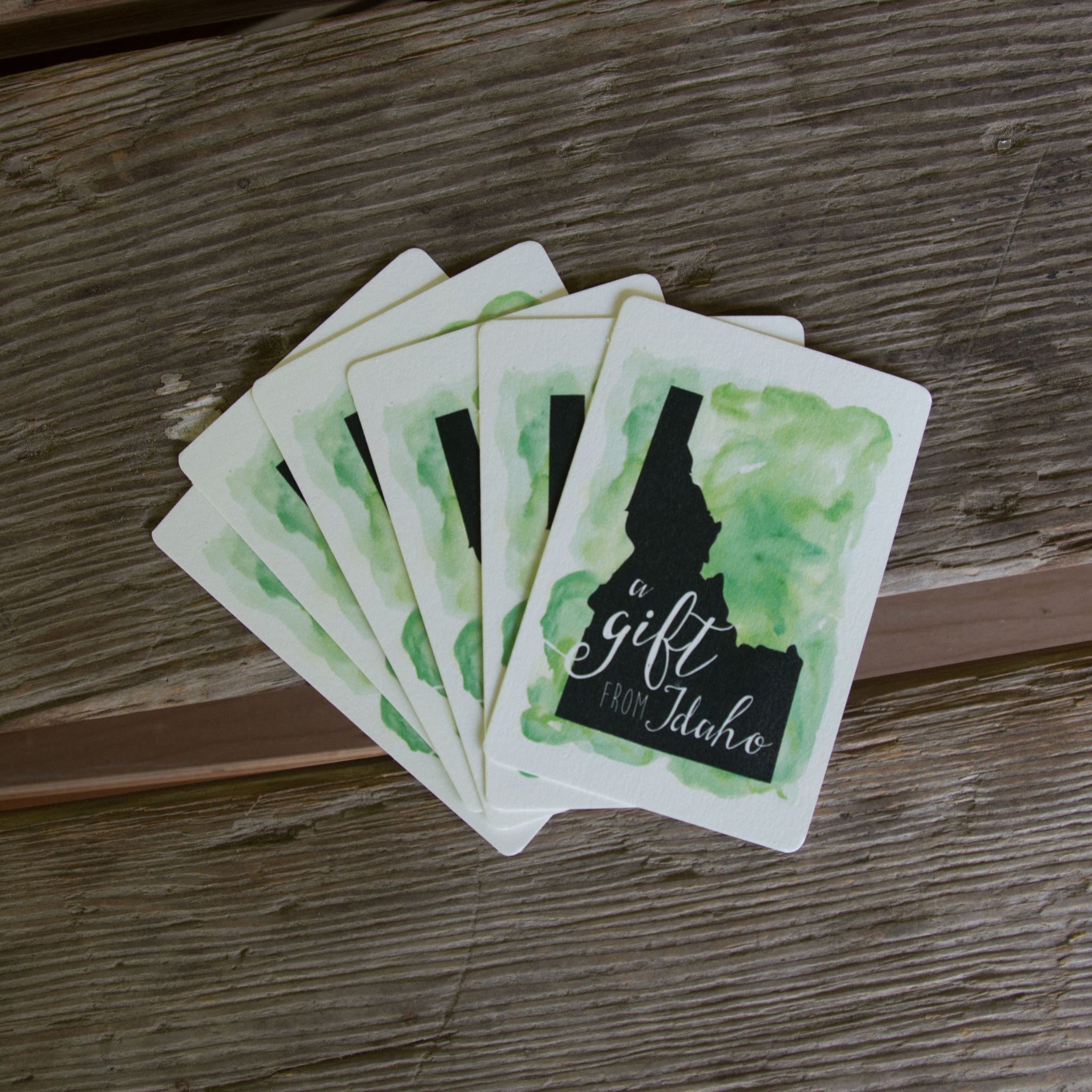 A Gift from Idaho 6-pack Tag, Watercolor. Teal, Purple Or Green in Color.