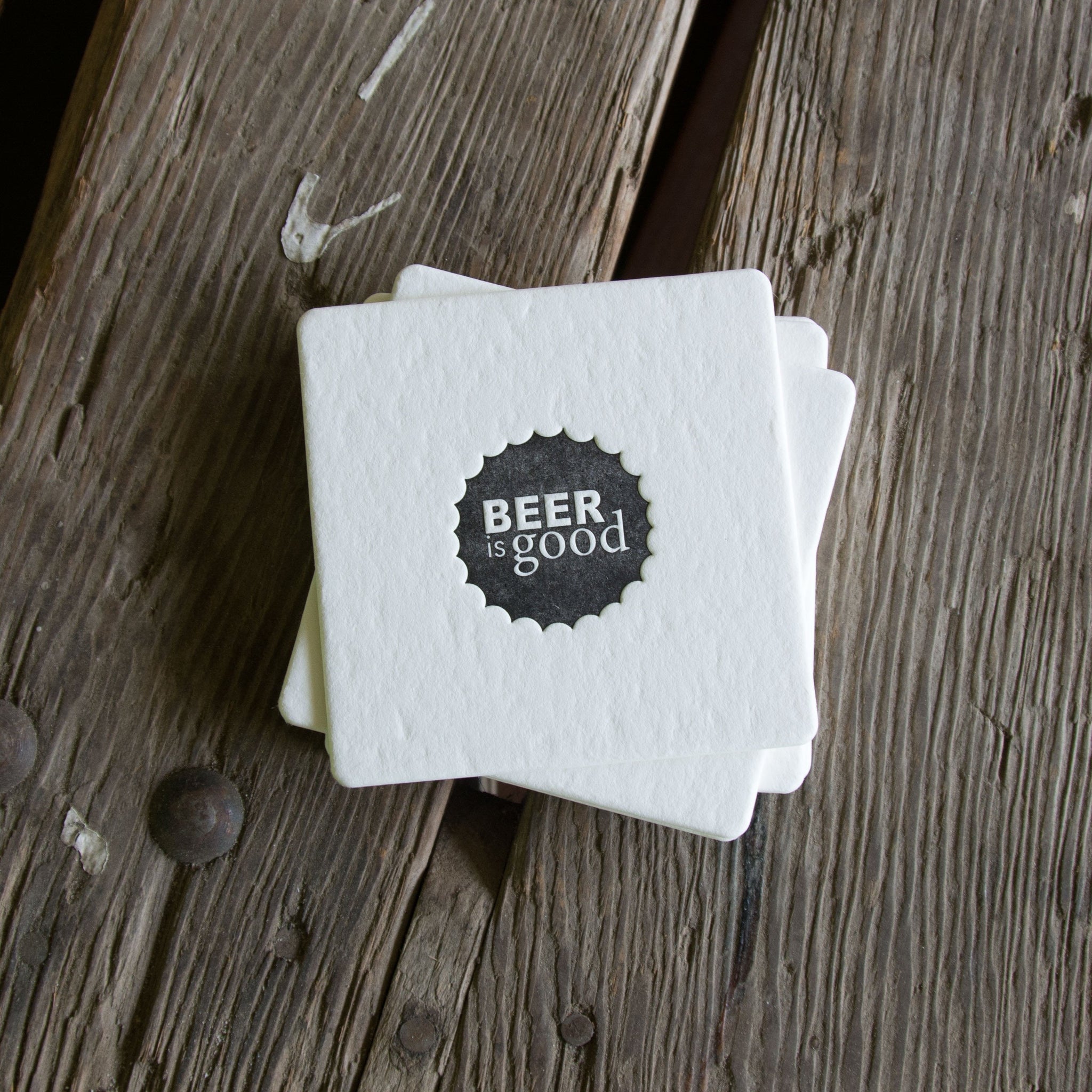 BEER is GOOD Coasters, modern beer cap design