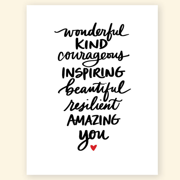 Greeting Card - Wonderful kind courageous you