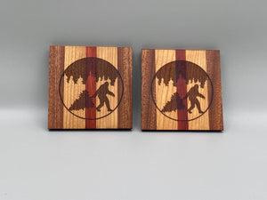 Big Foot Christmas Coaster 2 pack - hardwood
