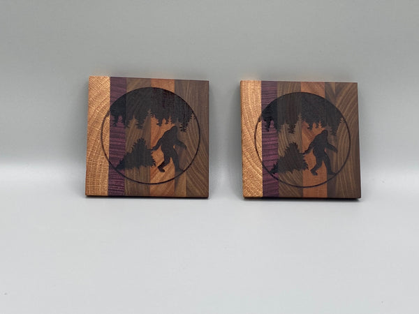 Big Foot Christmas Coaster 2 pack - hardwood