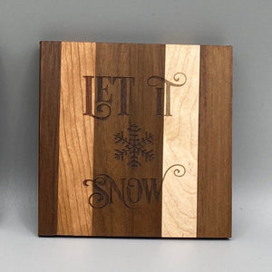 Let it Snow Coaster 2 pack - hardwood
