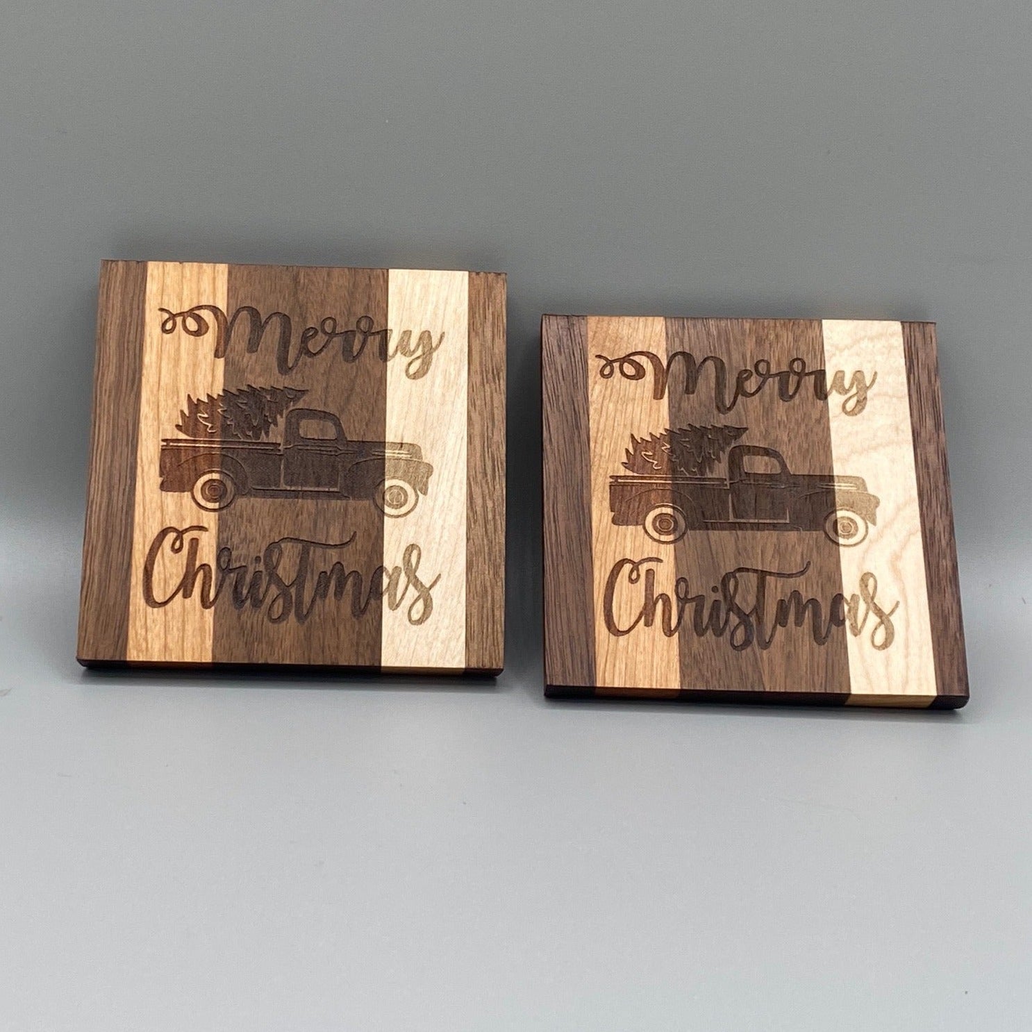 Christmas Truck Coaster 2 pack - hardwood