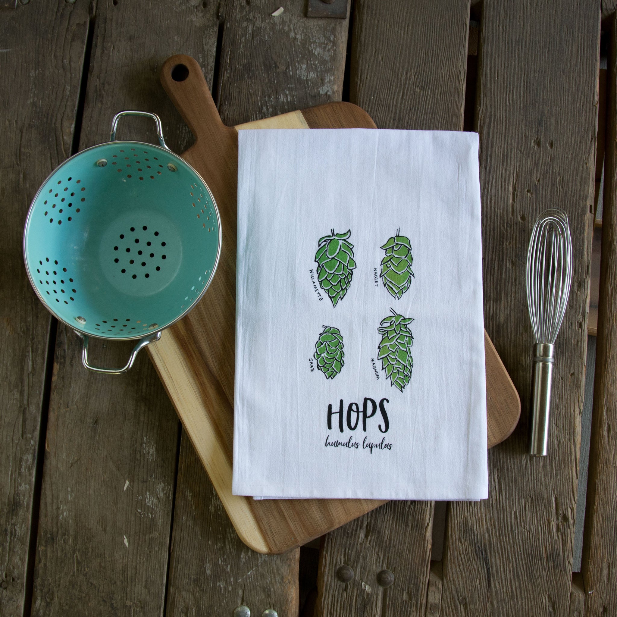 Hops Tea Towel, flour sack towel