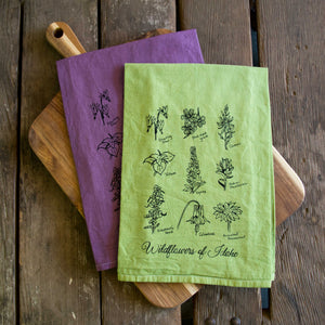 Dyed Wildflowers of Idaho Tea Towel, flour sack dish towel