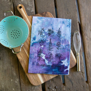 Dyed Wildflowers of Idaho Tea Towel, flour sack dish towel