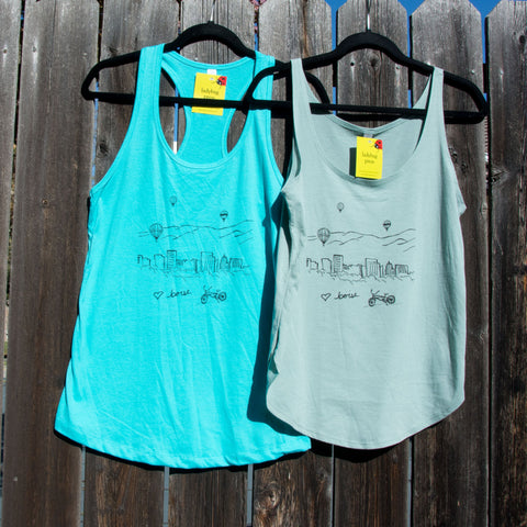 Boise Balloon tank top, screen printed with eco-friendly waterbased inks, adult sizes, women