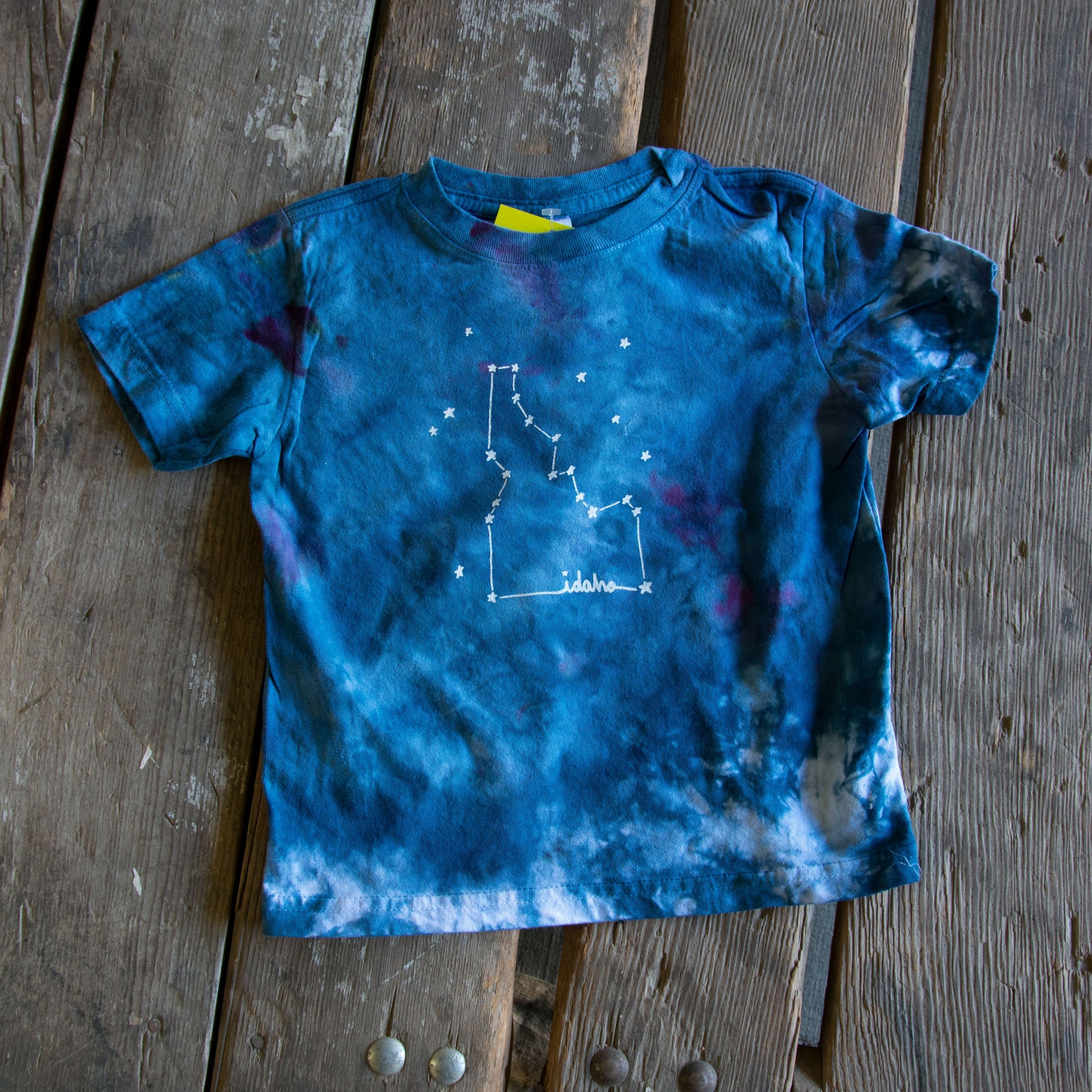 Ice Dyed Toddler Idaho Constellation T-shirt, eco-friendly waterbased inks 2T-5T