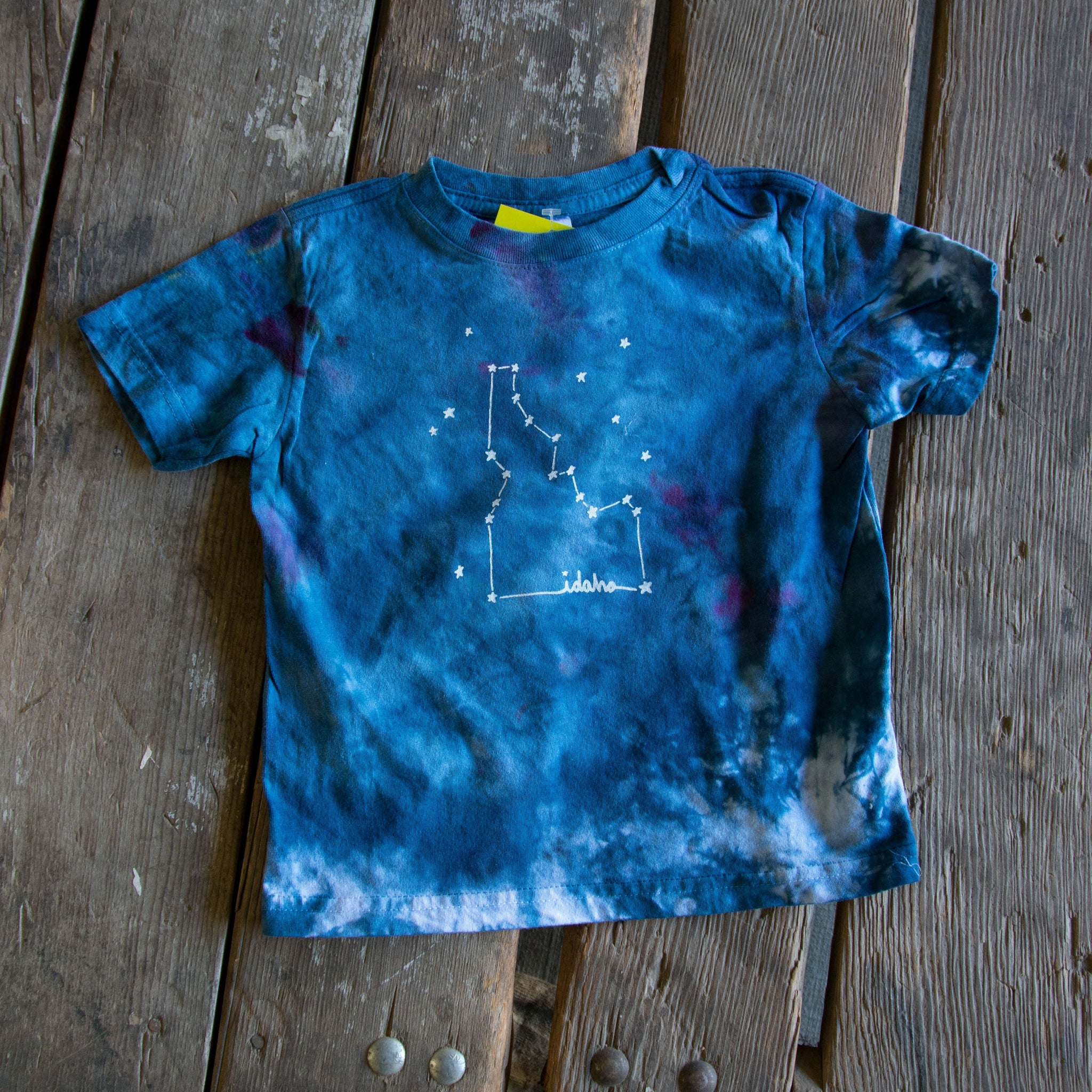 Toddler Ice Dyed Idaho Constellation T-shirt, eco-friendly waterbased inks, toddler sizes