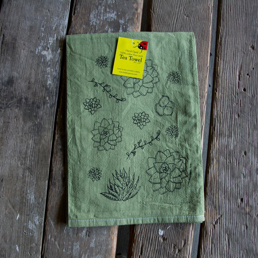 succulent towel Dyed Succulent Tea Towel, flour sack towel – Handmade Idaho