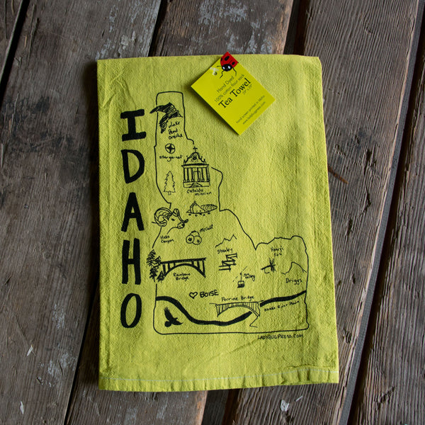 Dyed Idaho Map Tea Towel, flour sack towel