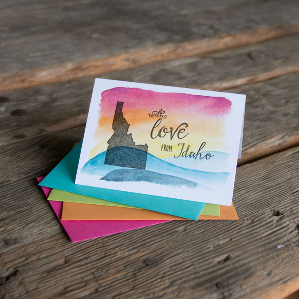 With love from Idaho card, letterpress printed eco friendly