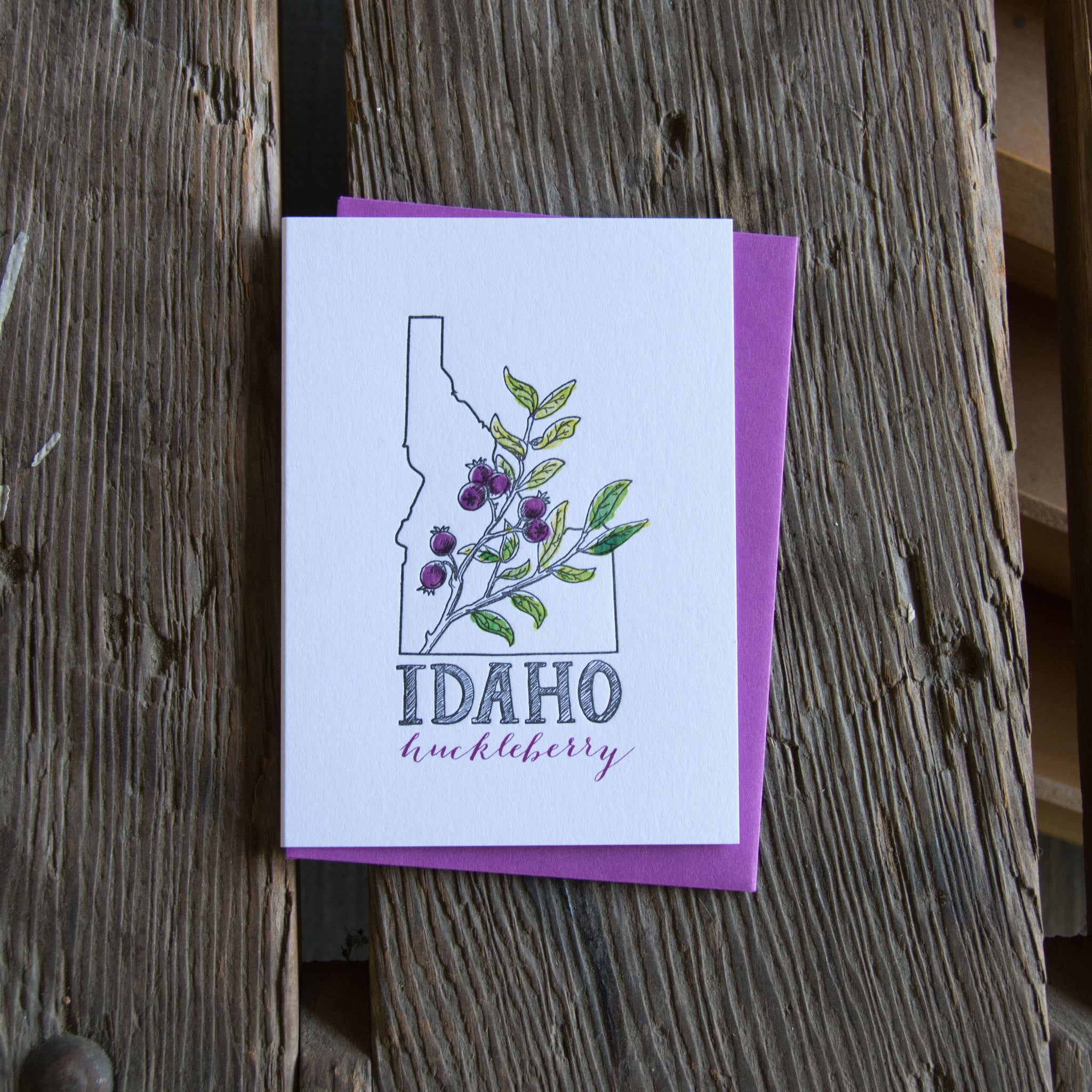 Idaho Huckleberry, Letterpress Printed Greeting Card. Eco-friendly