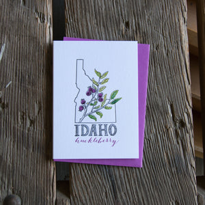 Idaho Huckleberry, Letterpress Printed Greeting Card. Eco-friendly