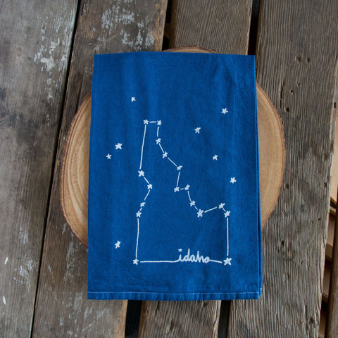 Hand-dyed Idaho Constellation Screen Printed Tea Towel