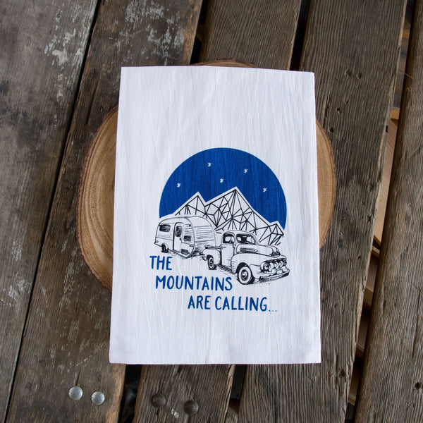 The Mountains are Calling Tea Towel, flour sack towel