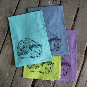 Hand dyed Hedgehog Tea Towel
