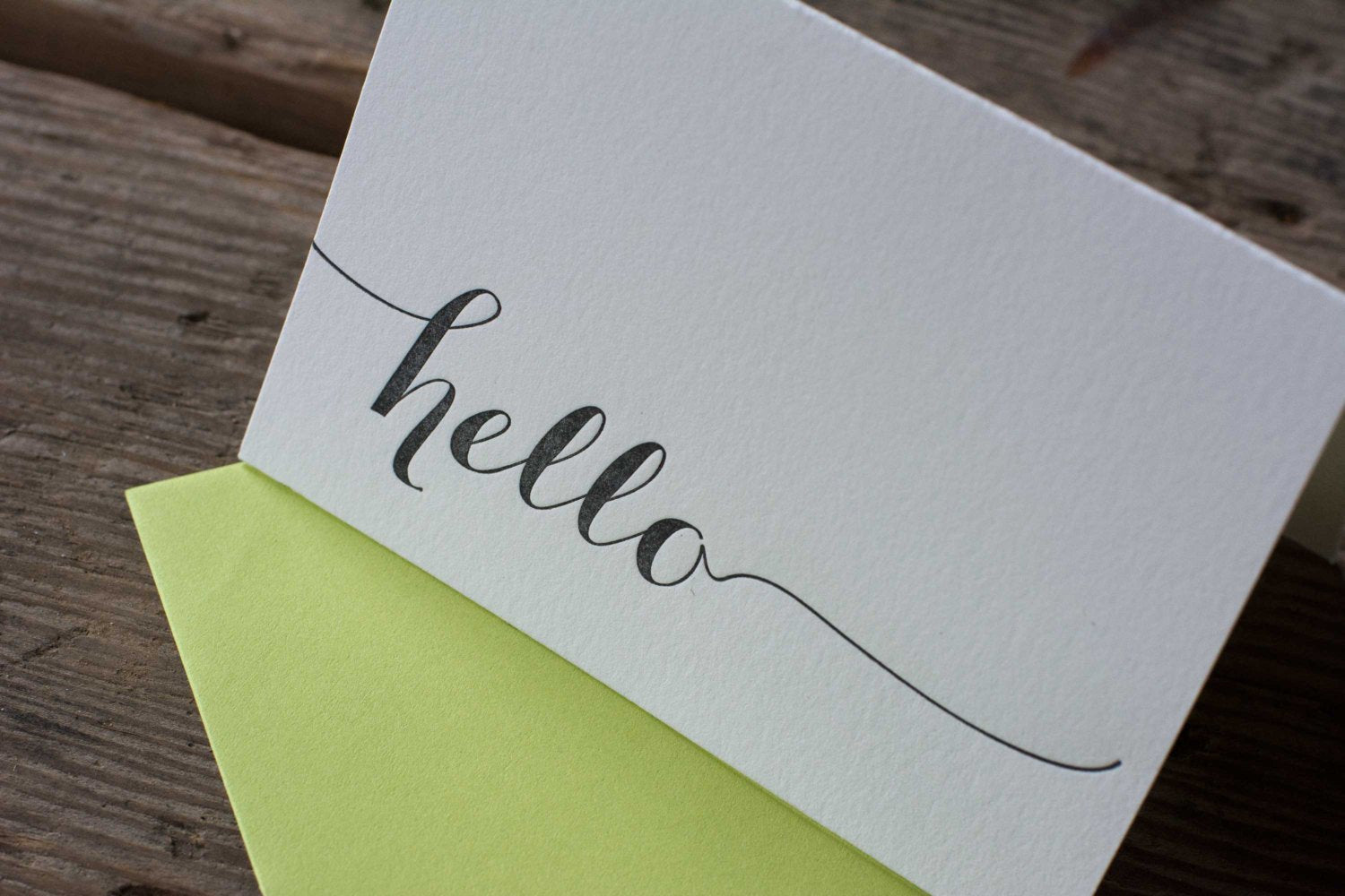 hello cards, letterpress printed card. Eco friendly