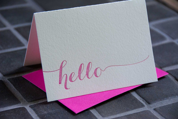 hello cards, letterpress printed card. Eco friendly