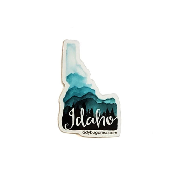 Idaho Mountain and Trees Watercolor Sticker