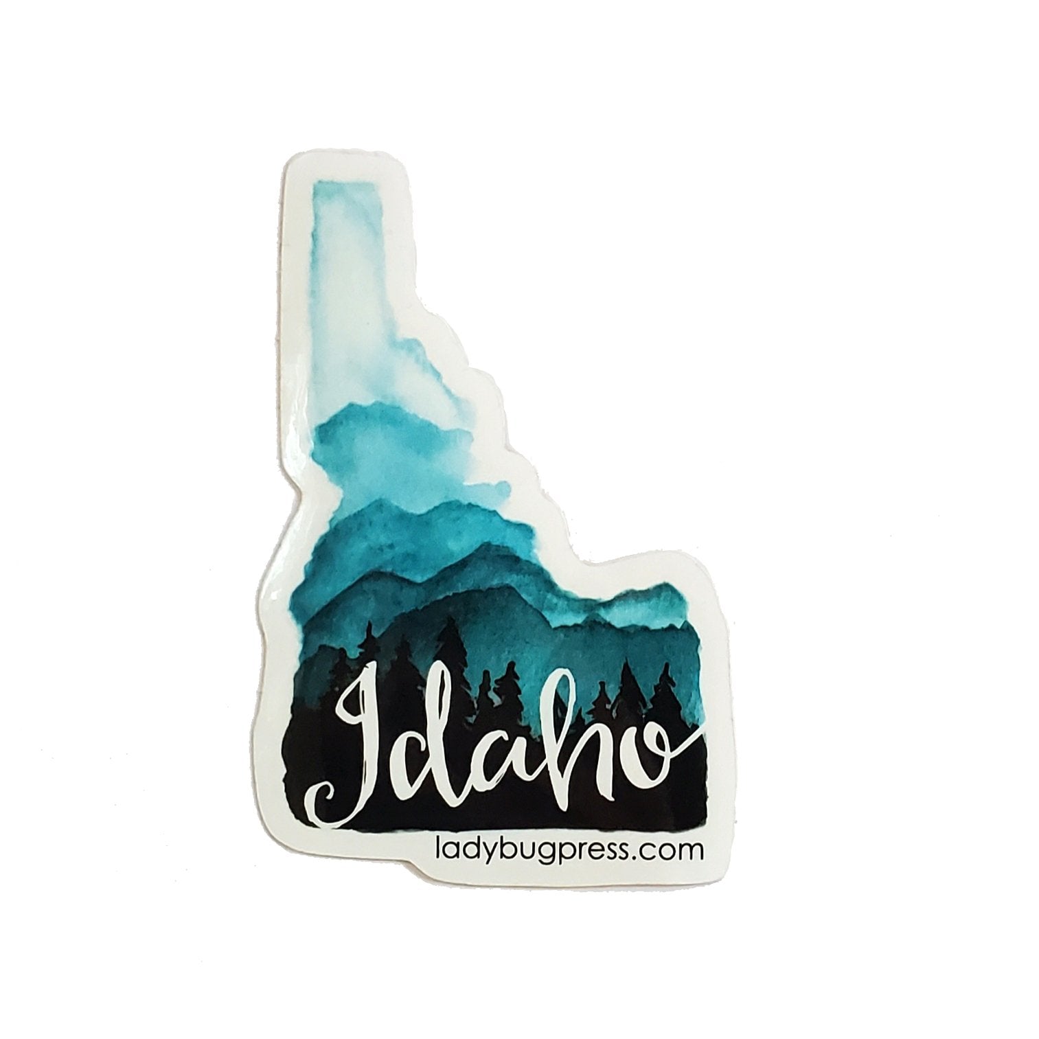Idaho Mountain and Trees Watercolor Sticker