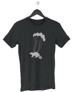 Parachuting Beaver Vintage Black Unisex Tee