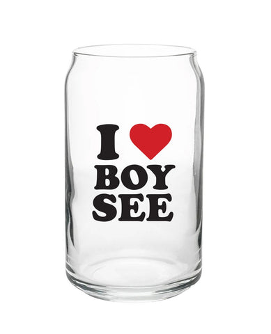 I Heart Boy-See Beer Can Glass