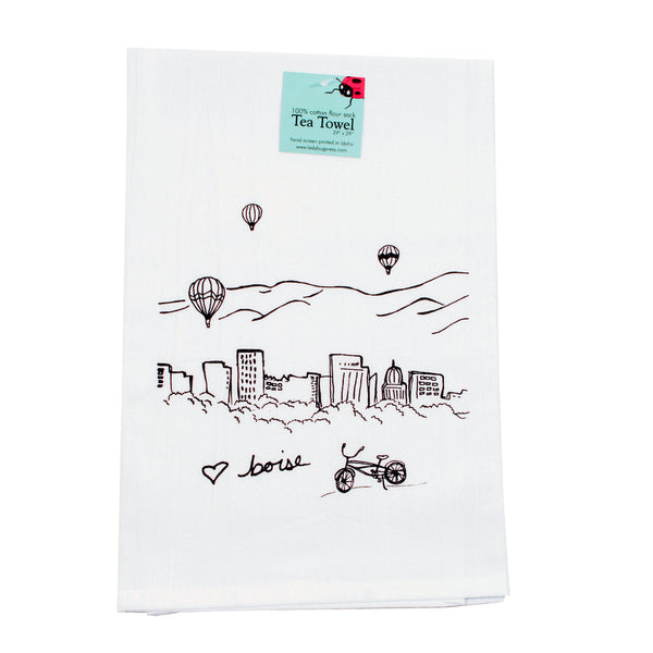 Boise Balloon Tea Towel, flour sack towel