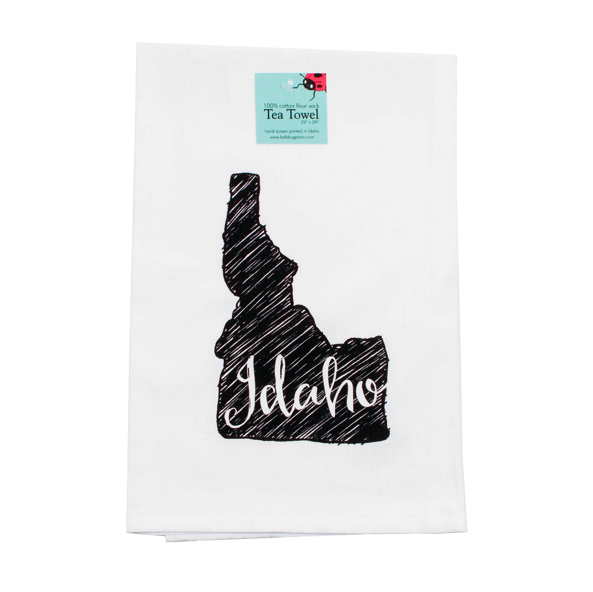 Idaho Sketch Tea Towel, Hand drawn and Screen Printed flour sack towel