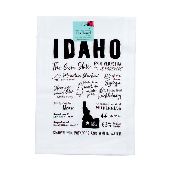 Idaho Facts Tea Towel, flour sack towel