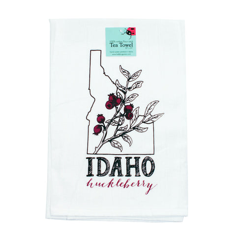 Idaho Huckleberry Tea Towel, flour sack towel