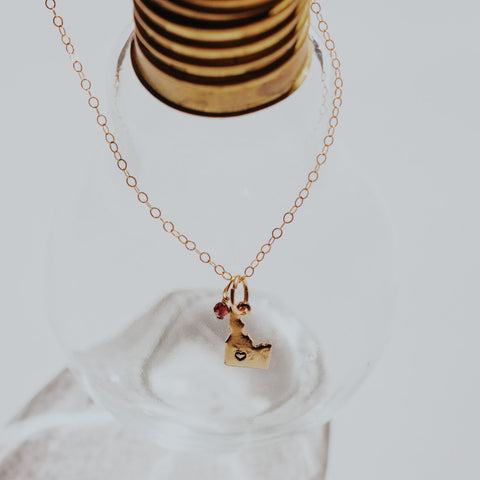 Idaho Necklace with one garnet, Steven Dexter Designs
