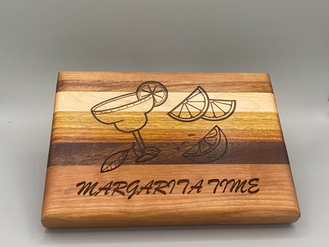 Exotic Hardwood Cutting Board Bar Board - Margarita Time engraved 6" X 9" X 1.25"